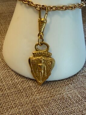 Vintage Gold plated Gucci Shield Charm on 18k g plated Chain Bracelet